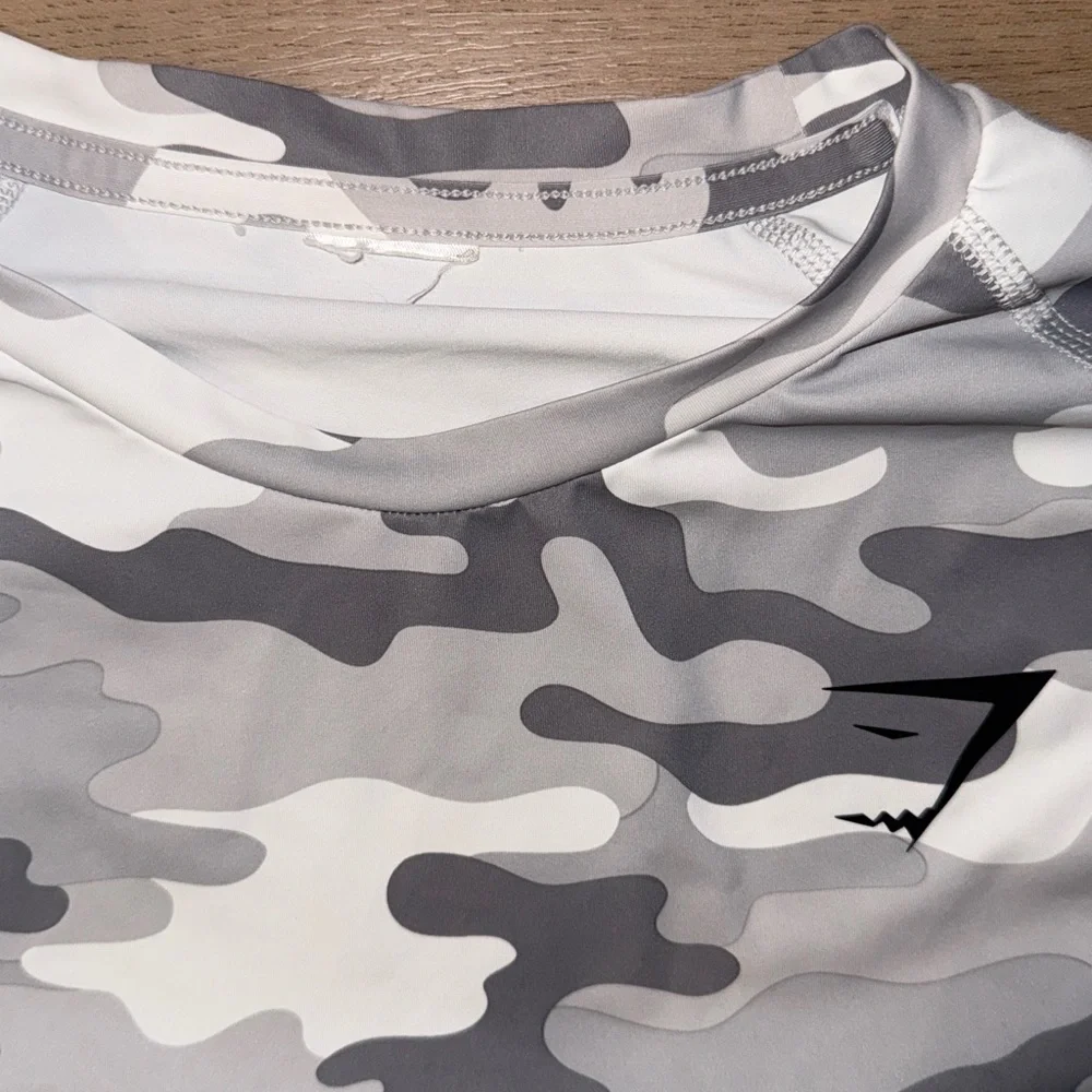Gymshark White Camo Compression Shirt - Picture 2 of 3